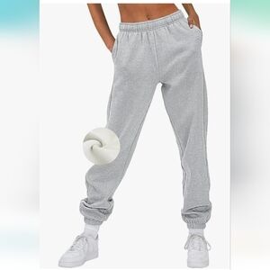 EFan Women's Baggy High-Waisted Sweatpants with Pockets Grey Size Medium